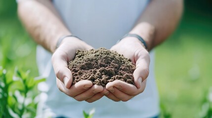 Hands holding fertile soil