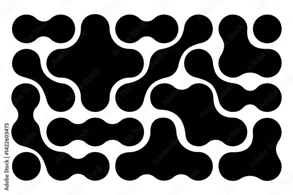 Canvas Prints metaball or molecular pattern. black amorphous circular shapes isolated on white background. organic