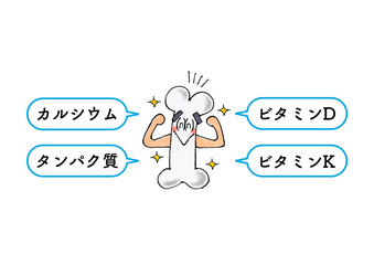 健康な骨のキャラクターと栄養素
