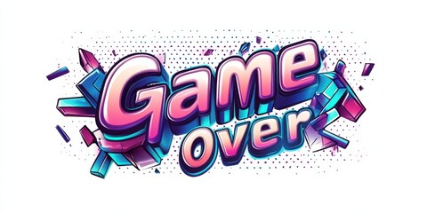 Fight "Game Over" text effect in bold pixel art style with retro video game elements
