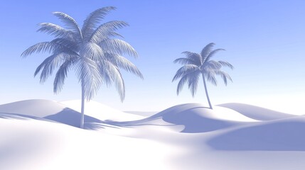 Obraz premium Frozen desert landscape with icy palm trees.