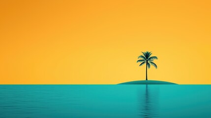 Obraz premium Tropical Paradise Lone Palm Tree on a Secluded Island