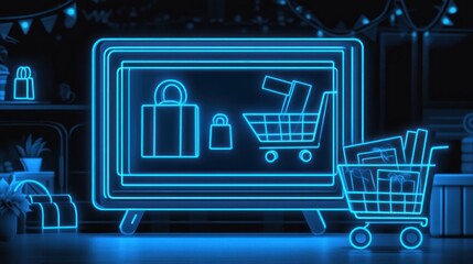 Online Shopping Festive Home Neon