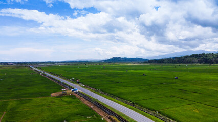 Kampung Sangkir has a beautiful paddy field in Malaysia with an additional Mt Kinabalu view as a...