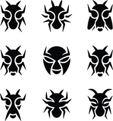 Fly Head Silhouette Vector | Insect Face Icon Set Fly Head Outline Clipart | Bug Silhouette Isolated