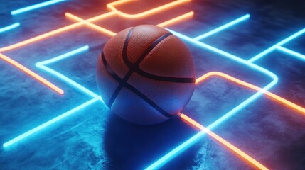 Fototapeta premium Basketball Maze Neon Court Challenge