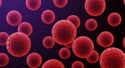Detailed Microscopic View of Spherical Red Cells on Dark Purple Background for Medical Science Use