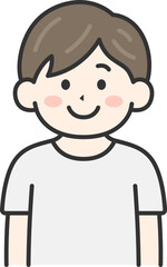 Tシャツを着た、男性（線画カラー）のイラスト

