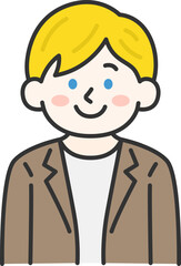 ジャケットを着た、白人男性（線画カラー）のイラスト