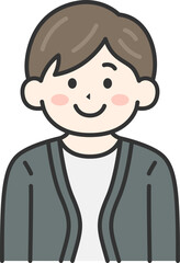 カーディガンを着た、男性（線画カラー）のイラスト