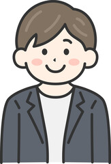 ジャケットを着た、男性（線画カラー）のイラスト