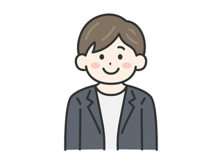 ジャケットを着た、男性（線画カラー）のイラスト