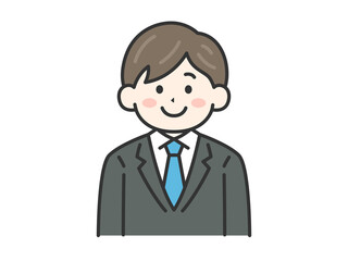 スーツを着た、男性（線画カラー）のイラスト