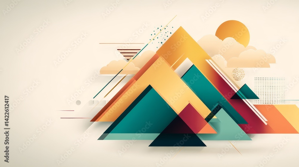 Poster intricate geometric triangle pattern, a colorful mosaic design for modern backgrounds and creative p