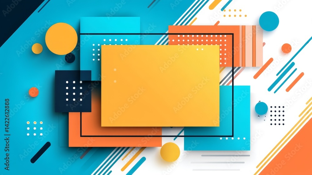 Aufkleber dynamic interplay of yellow and blue abstract geometric shapes creating a vibrant visual contrast