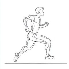 Fototapeta premium Happy running man. Continuous one line drawing 