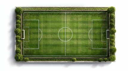 Aerial View of Green Soccer Field with Goalposts and Surroundings