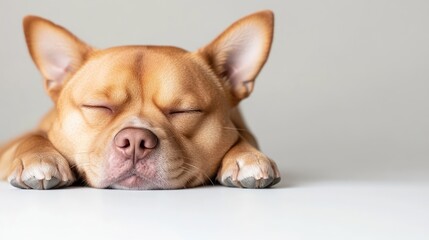 Sleepy dog resting on a table
