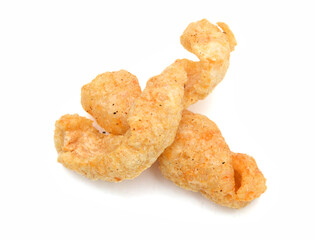 Pork rinds isolated on white background