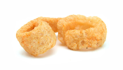 Pork rinds isolated on white background