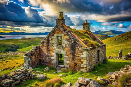 Derelict Scottish House Ruins Outer Hebrides High Def