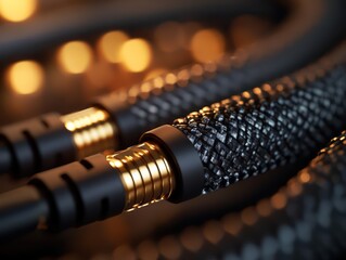 High quality audio cables closeup