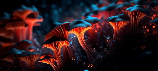 Fototapeta premium abstrak mozaic color of mushroom poison in drakness, ai generative