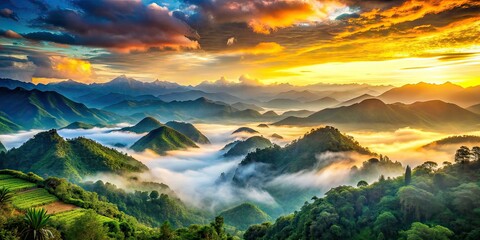 Double Exposure Cordillera Mountains Mines View Park Philippines AI Art