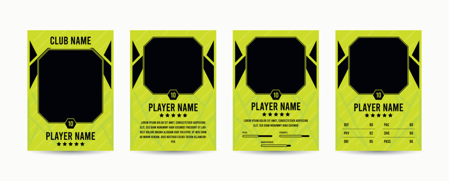 trading card template design for sports, picture frame for player performance, photo frame or border collection for hockey, basketball and football player, sports flyer design, template eps 10.