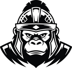 Gorilla Head Silhouette Vector | Wild Ape Face Icon Gorilla Head Outline Clipart | Primate Face Silhouette Set