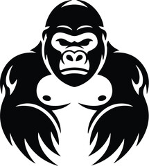 Gorilla Head Silhouette Vector | Wild Ape Face Icon Gorilla Head Outline Clipart | Primate Face Silhouette Set