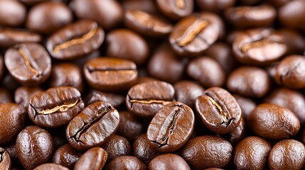 Obraz premium Roasted coffee beans close up detail