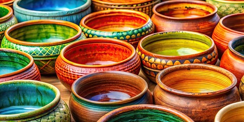 Eco-Friendly Earthenware Pots Closeup - Sustainable Ceramics