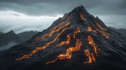 Volcanic eruption night landscape