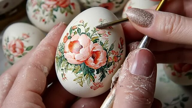 Crafting floral easter eggs: A delicate art of hand-painting spring's symbols