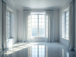 Obraz premium Empty White Room Mockup - Low Light Photography