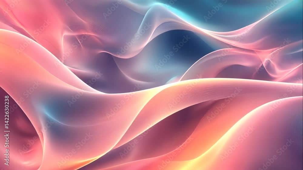 Poster abstract flowing pastel forms dreamy background soft color gradient texture