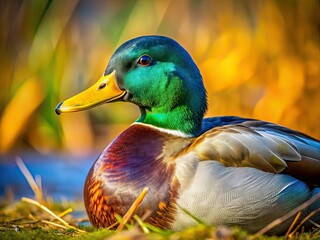 Obraz premium Erpel Ausruhen - Vogel Ruhebild - Naturfotografie