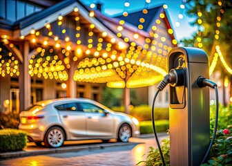 EV Charging Station at Boutique Hotel - Bokeh Focus