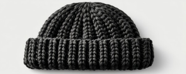 Simple, solid black beanie crafted from soft acrylic yarn, a wardrobe staple - accessory knit snug cuffed yarn beanie