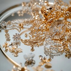 Glittering Elegance of Gold and Diamond Jewelry Displayed Artistically