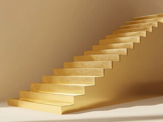 Elegant Golden Staircase with Smooth Steps and Minimalist Design
