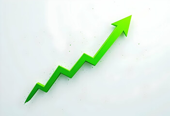 Up trend arrow graph. 3D. Graph going Up sign in green color on transparent background PNG.