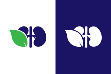 Organic kidneys logo combination. Unique internal organ and leaf logotype design template.