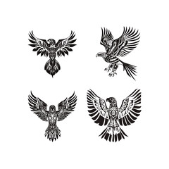 Fototapeta premium Tribal eagle flying design vector template illustration