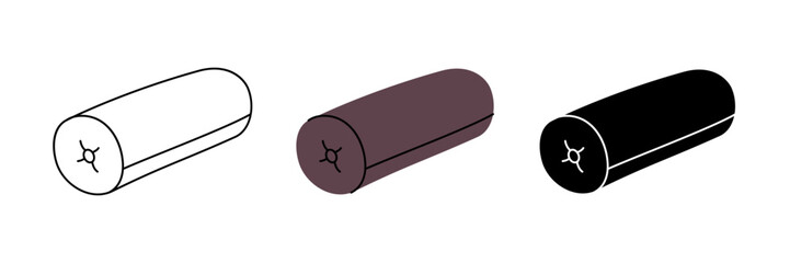 Bolster pillows icon set. Warm cozy pillows. Vector illustration.