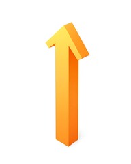 Bright Orange Arrow Icon Pointing Upward on a Clean White Background for Creative Use