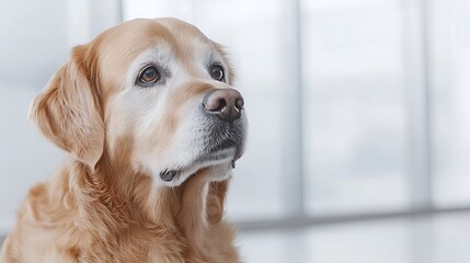 Golden Retriever Dog Portrait in Modern Indoor Environment with Natural Soft Lighting
