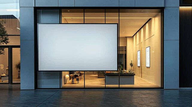 Blank billboard modern storefront mockup minimalist design advertising template