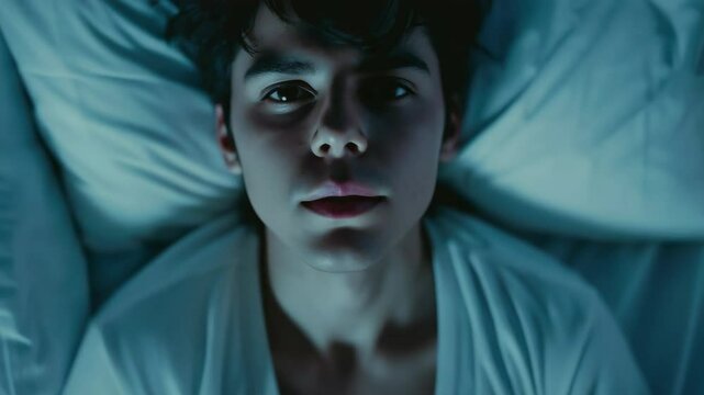 A person lying in bed with their hands covering their eyes, expressing emotional pain or exhaustion.